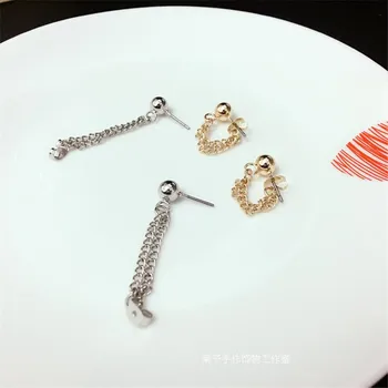 

Punk stud earrings gold After metal chain hanging earrings stud earrings female accessories Fashion woman earrings