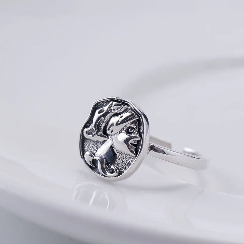 cameo portrait silver rings woman S925 silver jewelry fashion rings unisex resize ring high quality free size