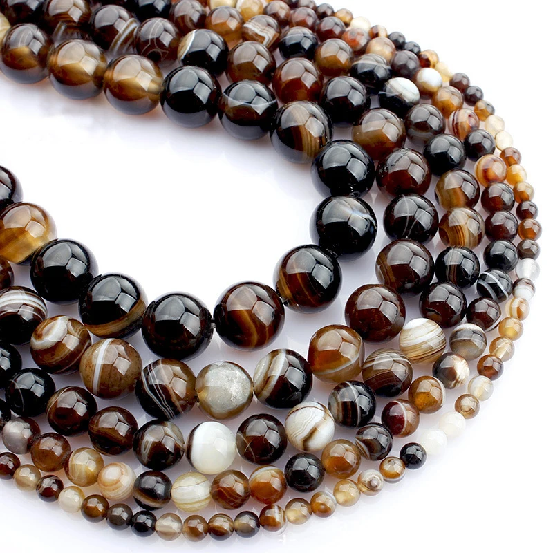 4 6 8 10mm Natural Coffee Brown Stripes Agate Stone Beads Bulk Loose Stone Beads For DIY Jewelry Bracelet Necklace Making HK032 4 6 8 10mm Natural Coffee Brown Stripes Agate Stone Beads Bulk Loose Stone Beads For DIY Jewelry Bracelet Necklace Making HK032