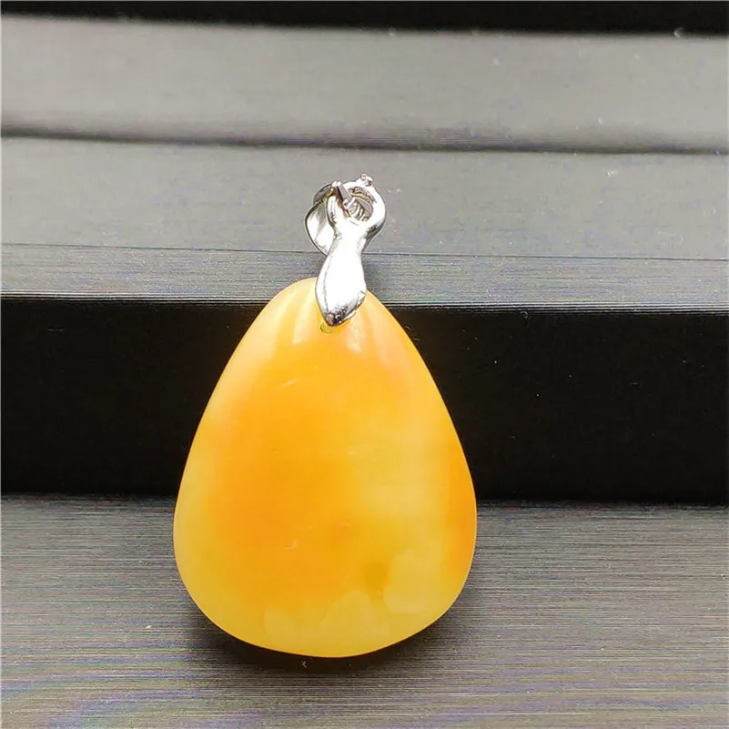 

2019 Women Natural Yellow Amber Necklace Pendant 25x21x8mm Water Drop Shape Healing Gemstone For Party New Gift Crystal Pendant