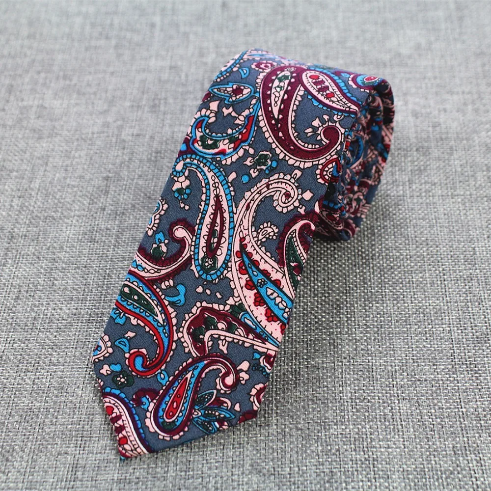 GUSLESON Nové módní štíhlé pánské kravaty Bavlněné kravaty pro muže Kauzální Paisley Kravata Pro muže Bussines Corbatas Ženích Party Kravaty
