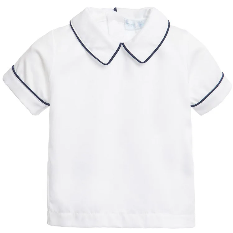 Г., Новое поступление, летняя хлопковая качественная рубашка для маленьких мальчиков рубашки с кукольным воротником детская одежда в британском стиле рубашка для маленьких мальчиков