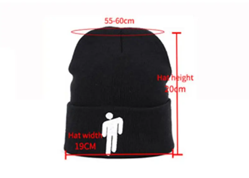 Billie Eilish Beanie for Women Men Unisex Knitted Billie Eilish Hat Embroidery Cartoon Autumn Winter Hip Hop Skullies Cap