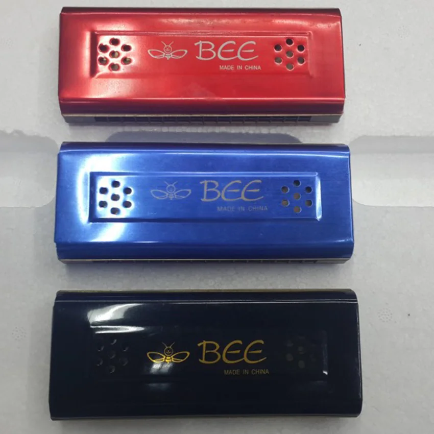 Разноцветные двухсторонние губные гармошки с двумя отверстиями BEE 16 Bores Tremolo