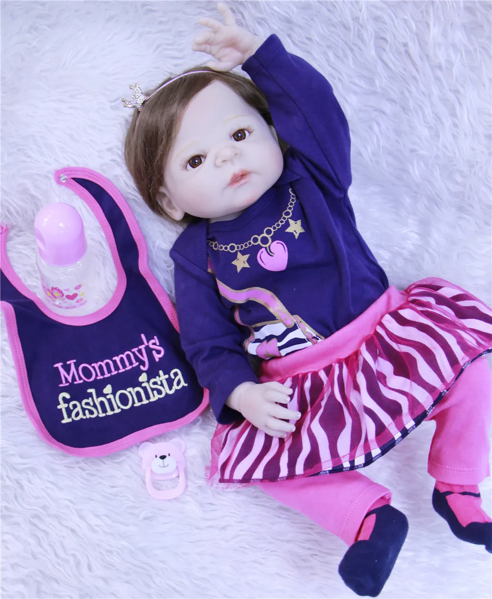 

23“ Girl Preemie Full Body Silicone Baby Doll Lifelike Bebe Reborn Doll Surprice Children Anti-Stress Toys