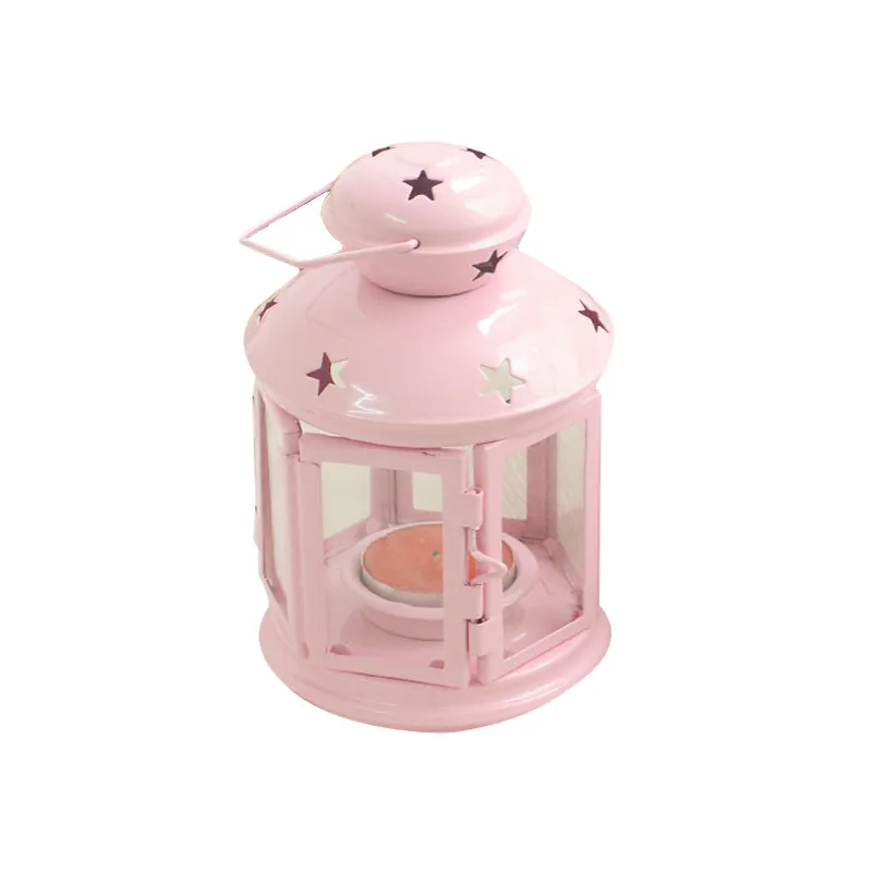 

Moroccan Decor Retro Iron Star Candlestick European Romantic Wedding Candle Holder Lantern Romantic Pink Decor Candlestick