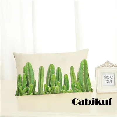 Тропический Подушка с изображением кактуса Чехлы зеленый растение для украшения дома 30x50 декоративная бежевого цвета льняная Подушка Чехол - Цвет: 9