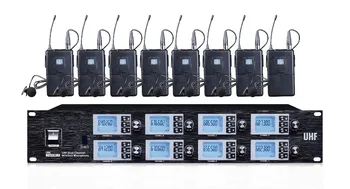 

8 Channels Wireless Lavalier Microphone mic System UHF wireless microphone system
