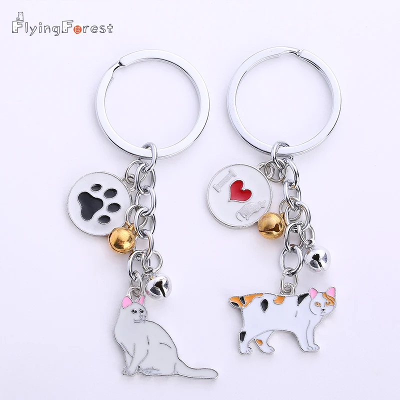 

2019 Cartoon cat Keychains Pet Jewelry Key Rings Keychain For Bag Animal Unisex Fashion Car Keychain Best Gift Cute For Women