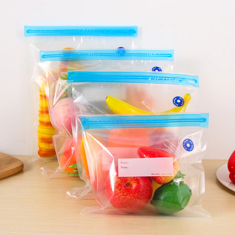 

1PC Reusable Food Air Vacuum Compressed Organizer Bag Kitchen Storage Saran Wrap Fresh Package with Transparent Sealed Freezer