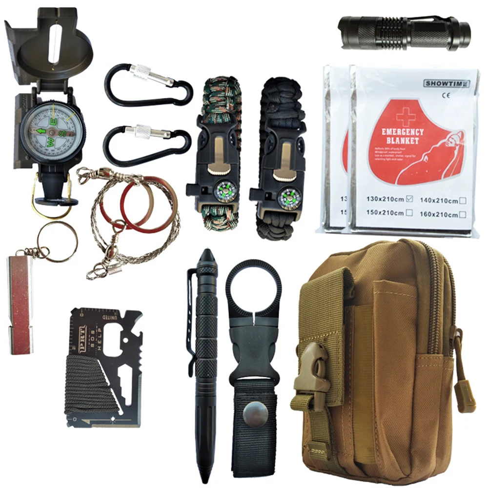 

12 in 1 survival kit Set Outdoor Camping Travel Multifunction First aid SOS EDC Emergency Supplies Tactical survival set