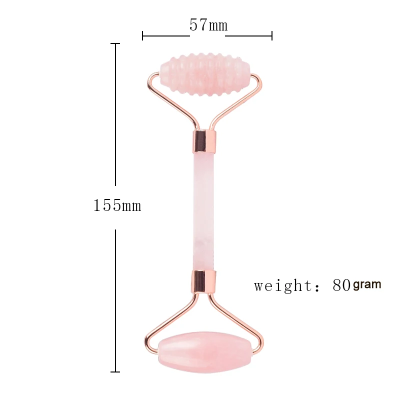 Дизайн дермаровый массажный ролик натуральный розовый кварц массажный камень массаж лица антивозрастной целлюлитный лифтинг массажный инструмент