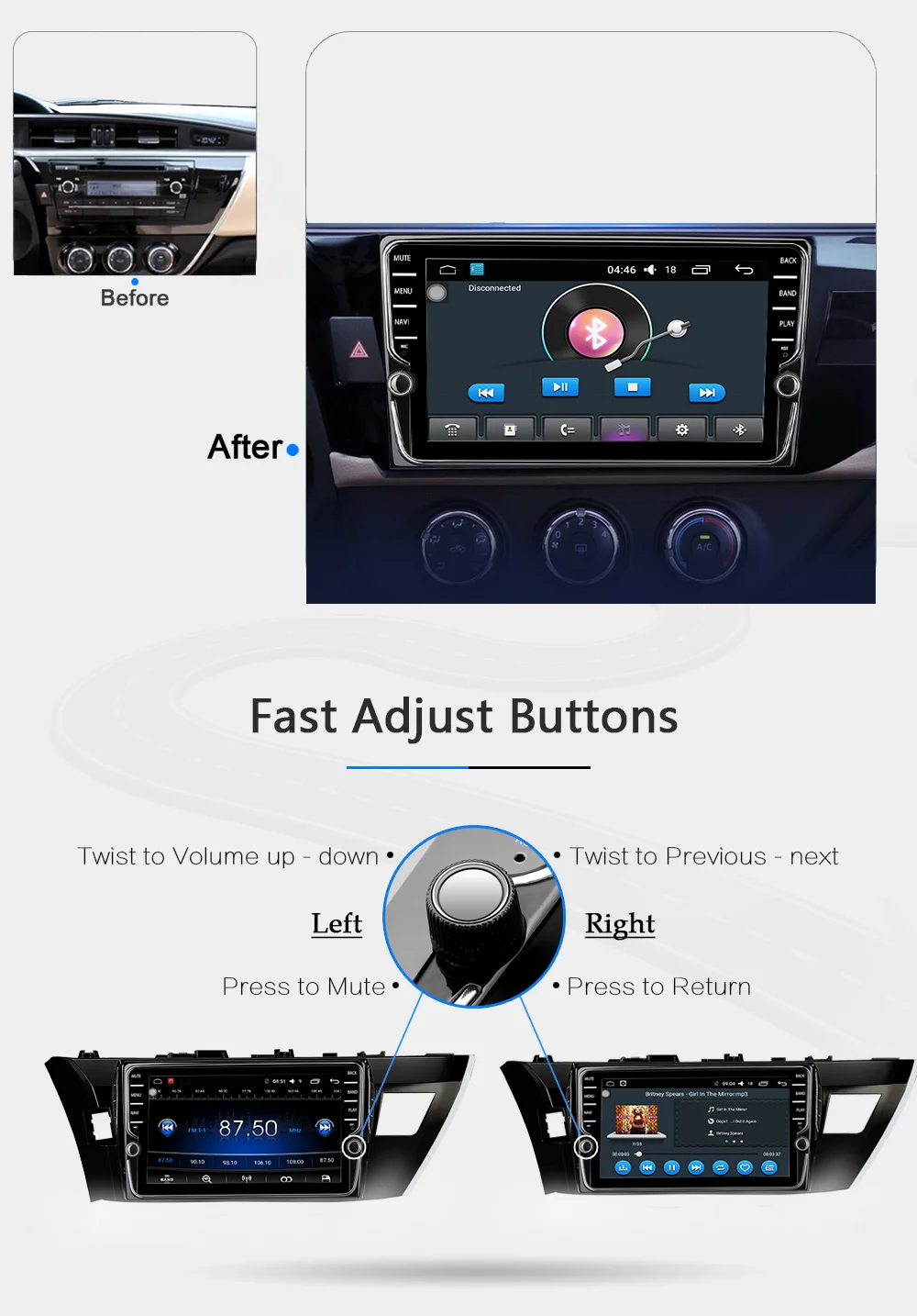 Sale Funrover Car Radio Multimedia 9" 2 din Android 8.0 dvd player gps for Toyota Corolla 2014 2015 headunit navigation stereo wifi 2 Sale Funrover Car Radio Multimedia 9" 2 din Android 8.0 dvd player gps for Toyota Corolla 2014 2015 headunit navigation stereo wifi 2