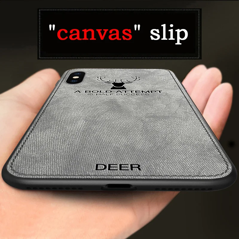 

Hot Brand Cloth Texture Emboss Deer Soft TPU Case For iphone x 7 7plus 8 6 6s Plus 6plus Cloth Canvas Silicone Case For iphone x
