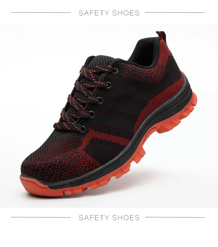 Безопасная модная обувь унисекс Мужские лёгкие дышащие рабочие туфли со стальным носком противоскользящие строительные уличные кроссовки 35-48