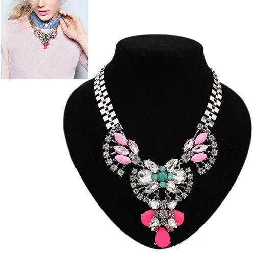 Fashion Statement necklace women Jewelry Crystal Flower Rhinestone Bib Chain Necklaces pendants J80 | Украшения и аксессуары