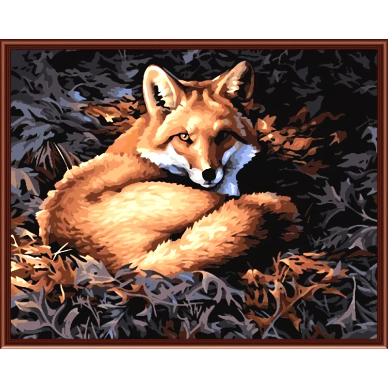 

5D DIY Diamond Painting Fox Cross Stitch Animal Needlework Home Decorative Full Round Diamond Embroidery Mosaic Picture Gift