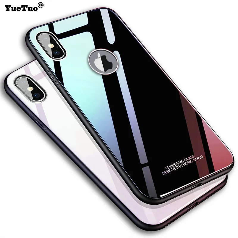 YueTuo роскошный стеклянный зеркальный чехол для apple iphone X XR XS MAX S i xsmax силиконовый