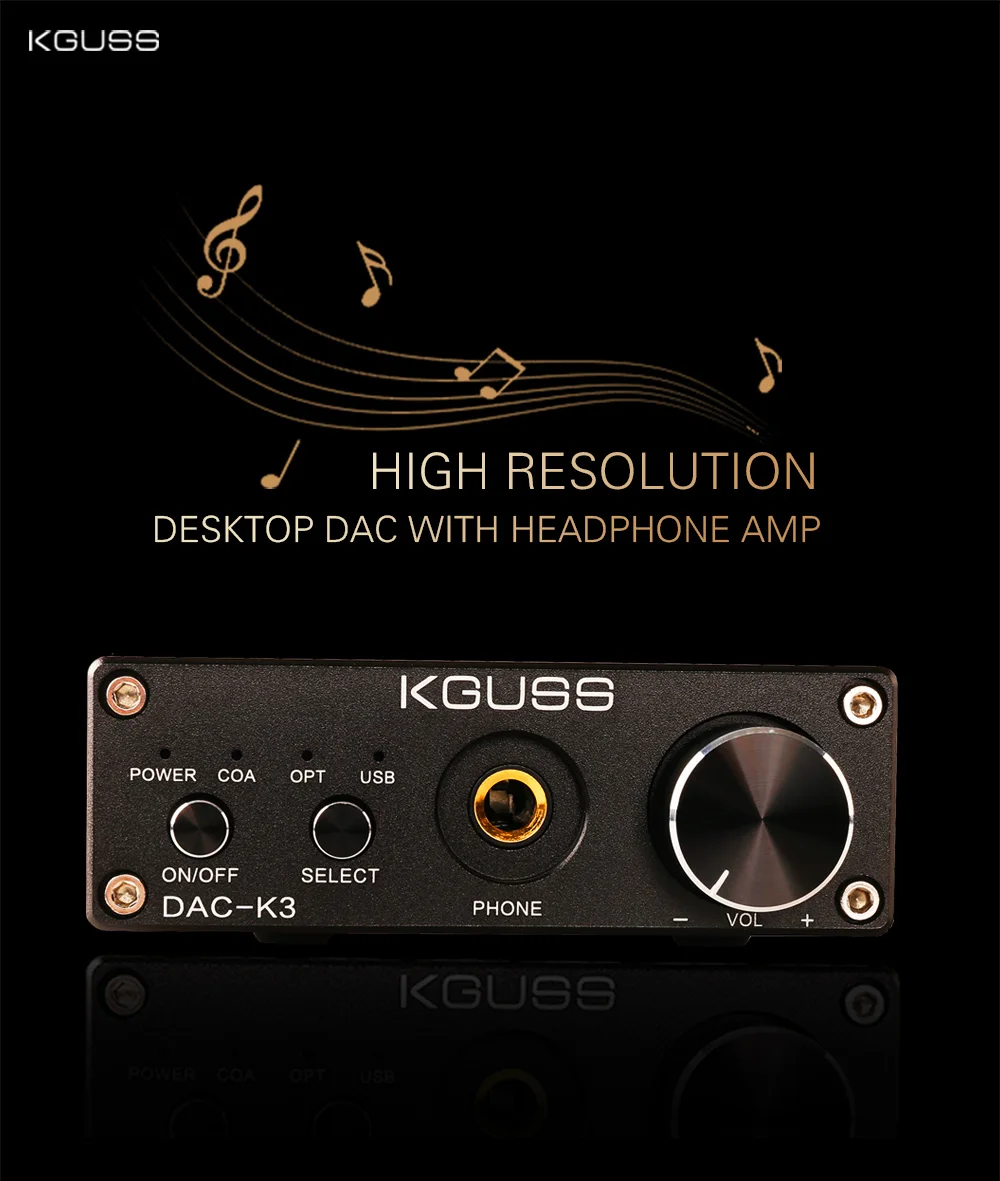 KGUSS DAC-K3 TPA6120 2,0 Мини HIFI USB DAC декодированный аудио усилитель для наушников 24BIT 192 кГц OPA2134 AMP DC12V