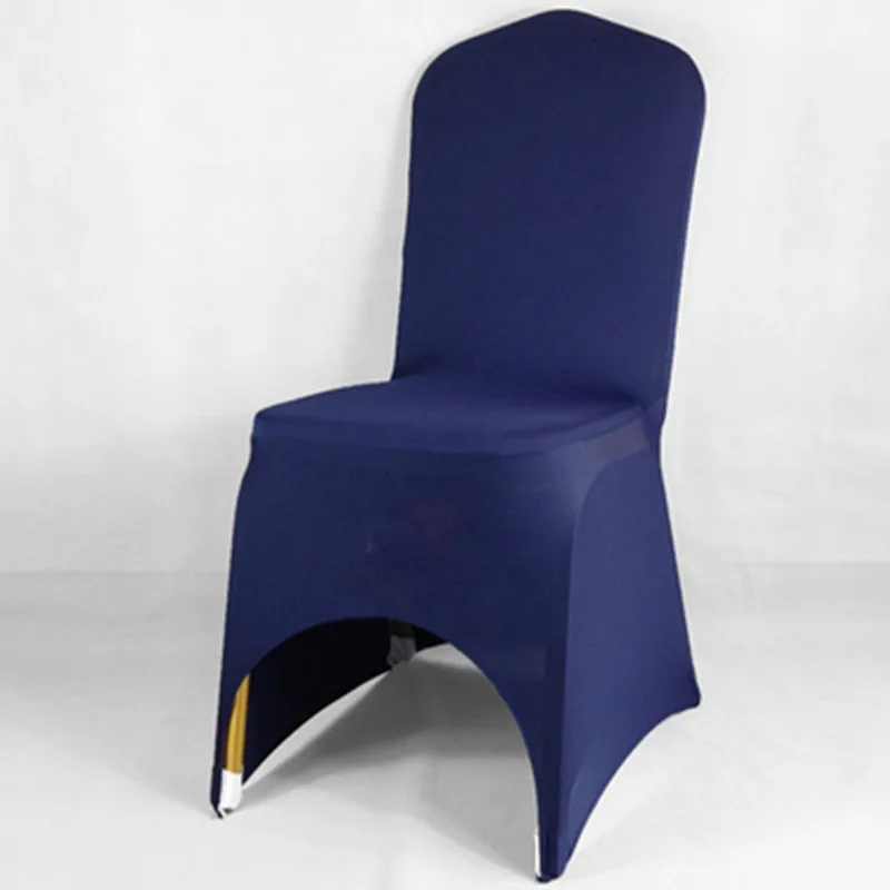 100 шт. толстые бордовый Свадебные лайкра стрейч спандекс чехлы на стулья для Hotel Банкетный Свадебные украшения - Цвет: Navy Blue