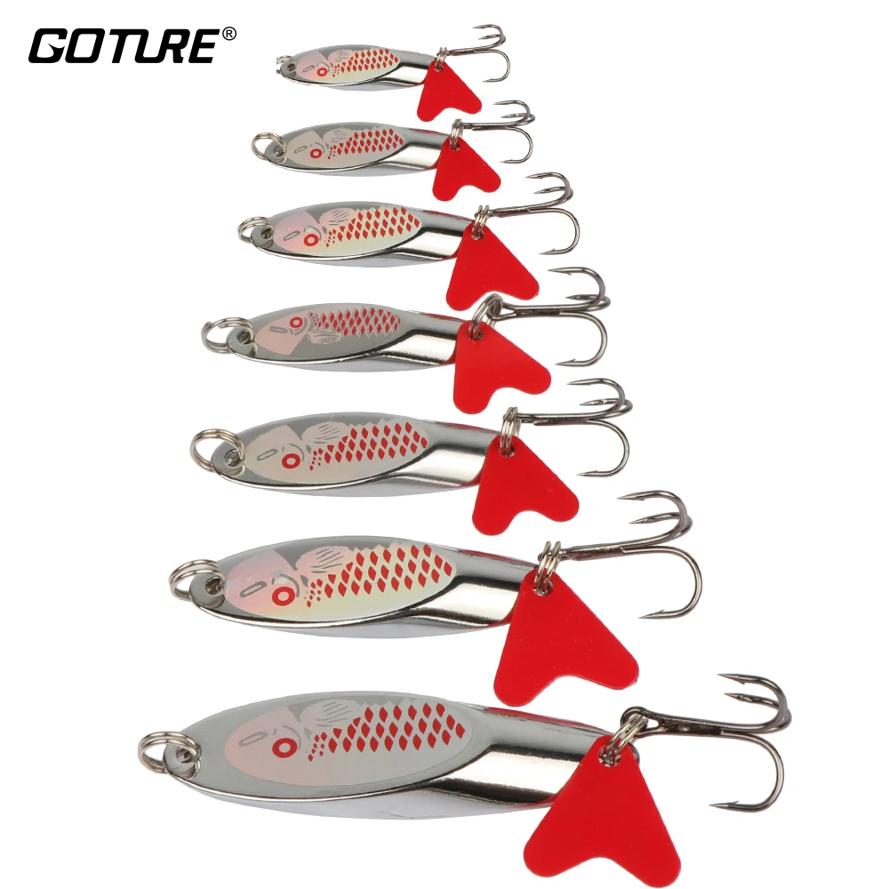 

Goture 1pc Fishing Lure 5g 7g 10g 14g 21g 28g Metal Fishing Spoon Spinner Bait Artificial Hard Bait For Carp Trout