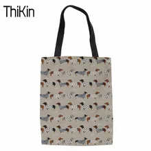 THIKIN Для женщин сумки Собака Такса печатает дамы сумка-шоппер девушки ежедневно Применение Сумки складной Повседневное пляжная сумка большие сумки