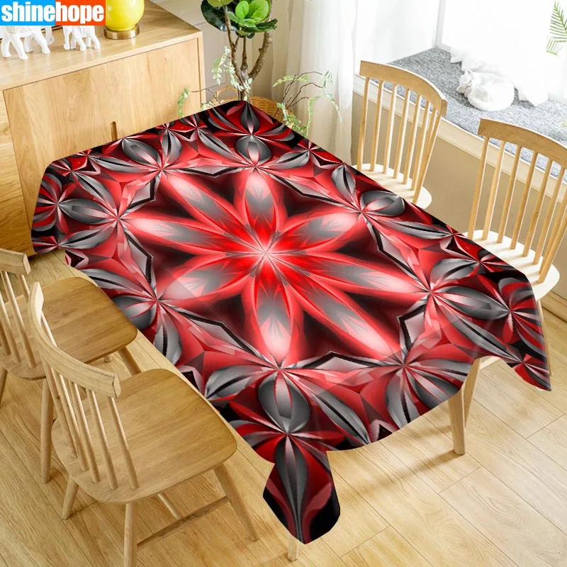 

New Arrival Custom Art Pattern Mandala Table Cloth Waterproof Oxford Fabric Rectangular Tablecloth Home Party Tablecloth