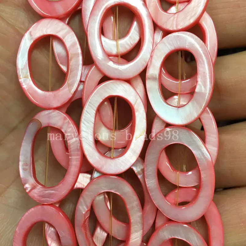

Free Shipping Fashion Jewelry 18x25mm Pink Mother of pearl Shell Rice Art Loose Beads 15" G8411