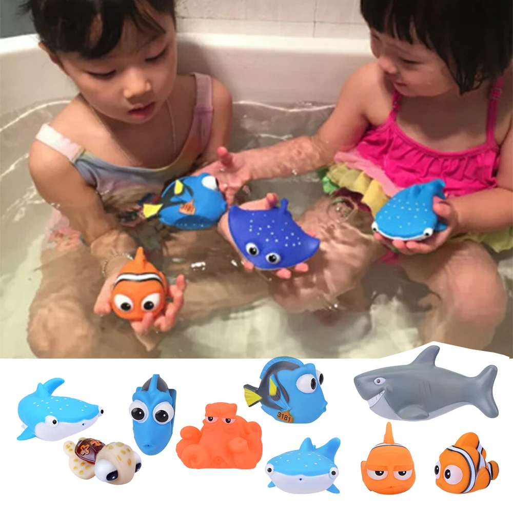 1 pièces nouveau bébé jouets de bain presser débbling jouets enfants flotteur baignoire en caoutchouc Clown poisson Nemo salle de bains jouer animaux jouet de pulvérisation