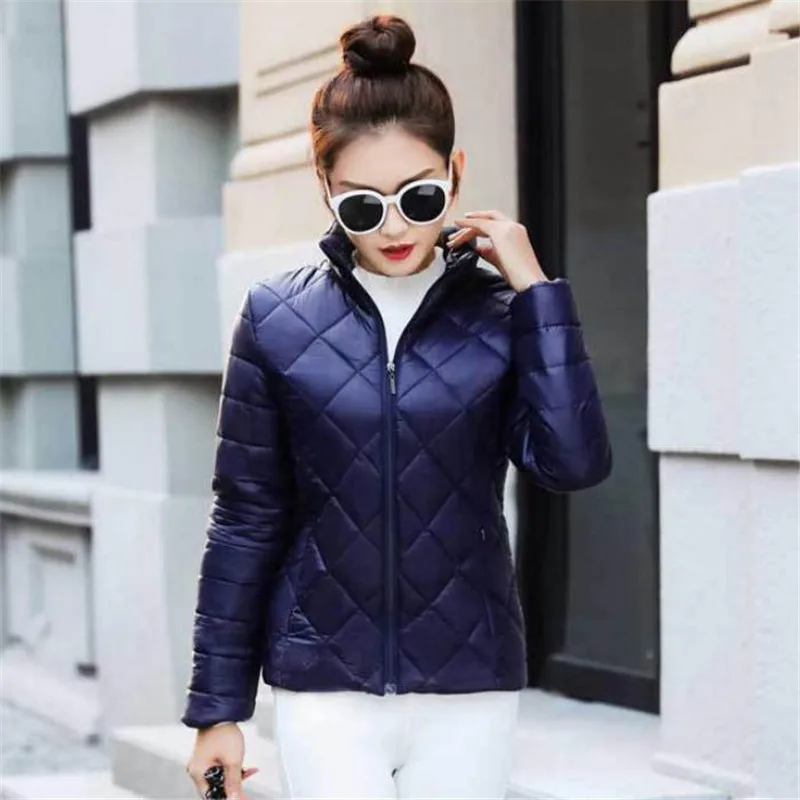 Korea High Collar Slim Down Cotton Jacket Coats Female Short Coat ...