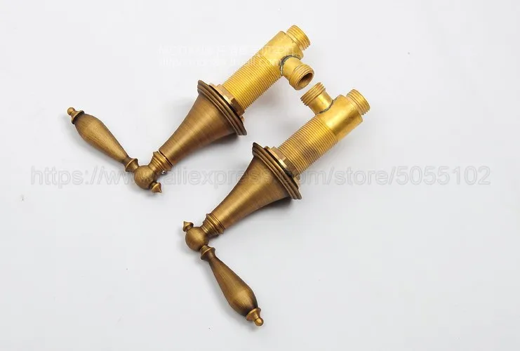 Antique Brass 5pcs Bathroom Tub Sink Faucet with Hand Shower Deck Mounted 5 Holes 3 Handles Bathtub Taps ztf036