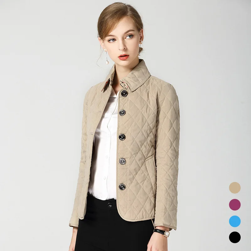 Noir kaki Printemps Revers Chaud Nouveau Burdully De Hiver bleu Losange pourpre Manteau Femmes Parka Veste 2018 Coton Automne Vêtements ETxFqZw