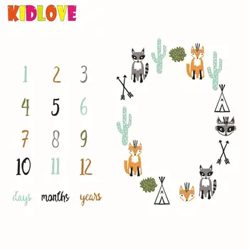 

Kidlove Baby Newborn Blankets Fashion Creative Cartoon Animal Clock and Calendar Blanket Photo Prop Photography Blanket
