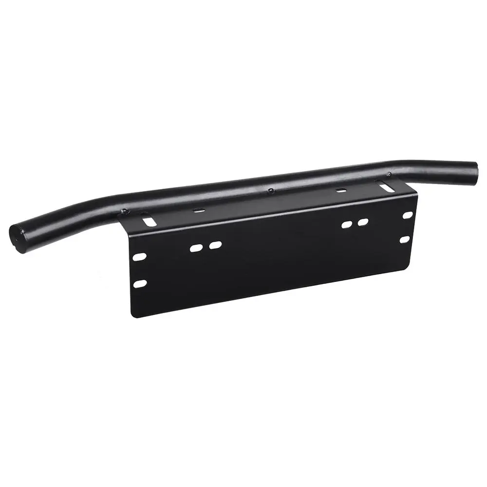 Black Aluminum 23inch universal Bull Bar Type Front Bumper for Working Light License Plate Mount Bracket Holder Offroad Light Bar Car SUV Front Bumper License Plate Mount Bar LED Work Light Light Bar Bracket (12)