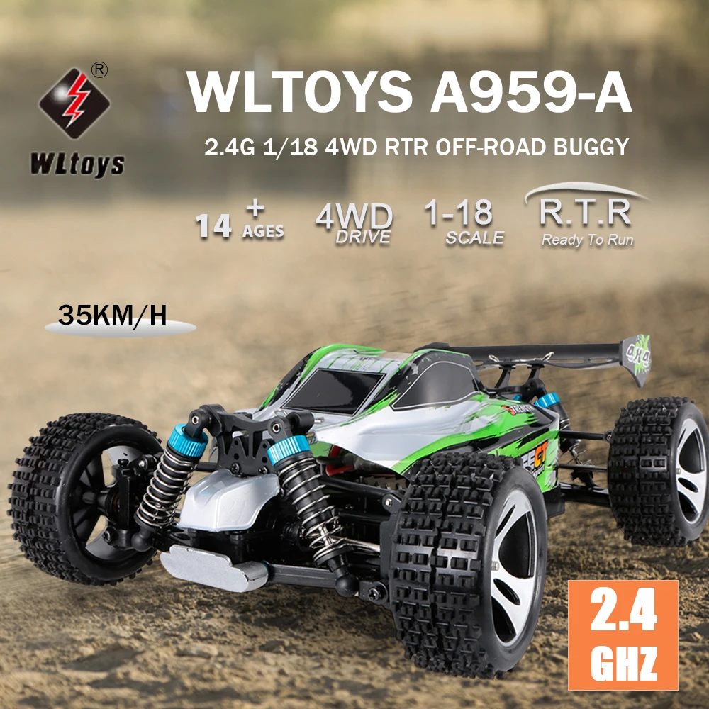 Wltoys A959-A RC внедорожный автомобиль багги 1/18 Масштаб 2 4G 4WD Электрический RTR монстр