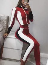 2018 Autumn New Women Long Sleeve Casual Tracksuit Short Crop Tops And Pants Two Piece Sweatsuit Female Stripe Loose Sets