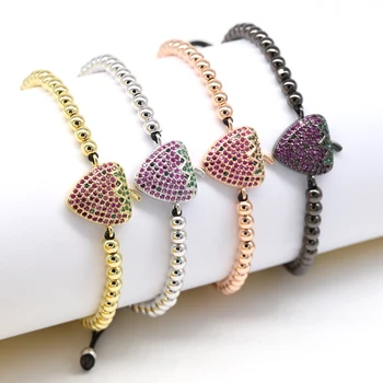 

10pcs/Lot Wholesale red AAA CZ pave inlaid cute strawberry charm bracelet for girl or kid gift bracelet