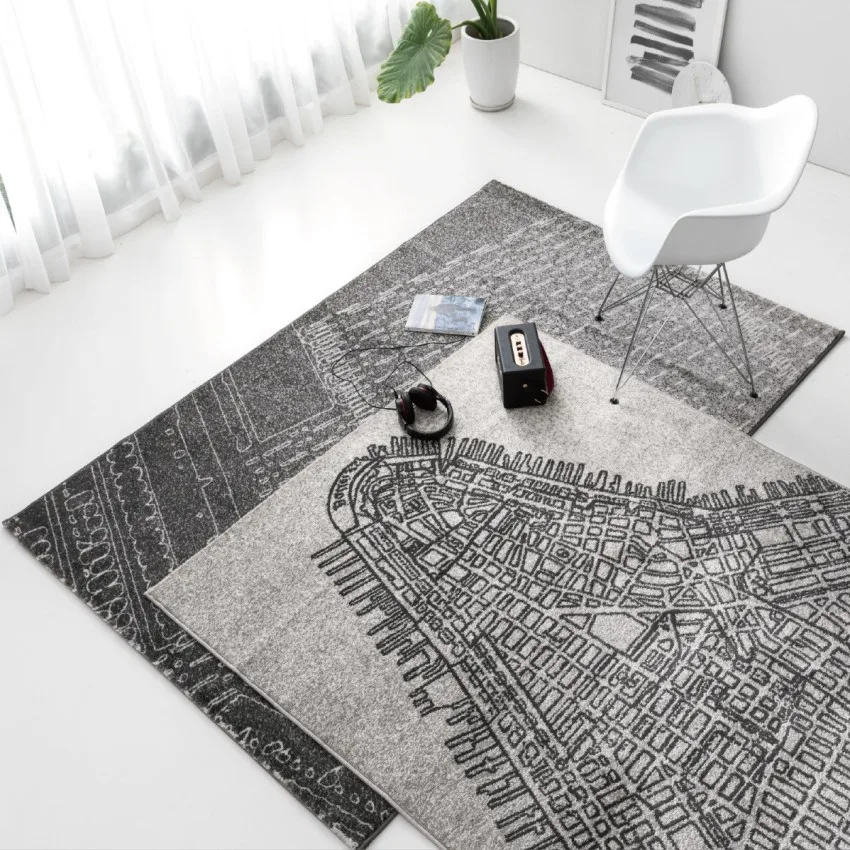 

Metropolitan gray geometric living room rug, Nordic big size bedside carpet, post modern decoration hotel carpet