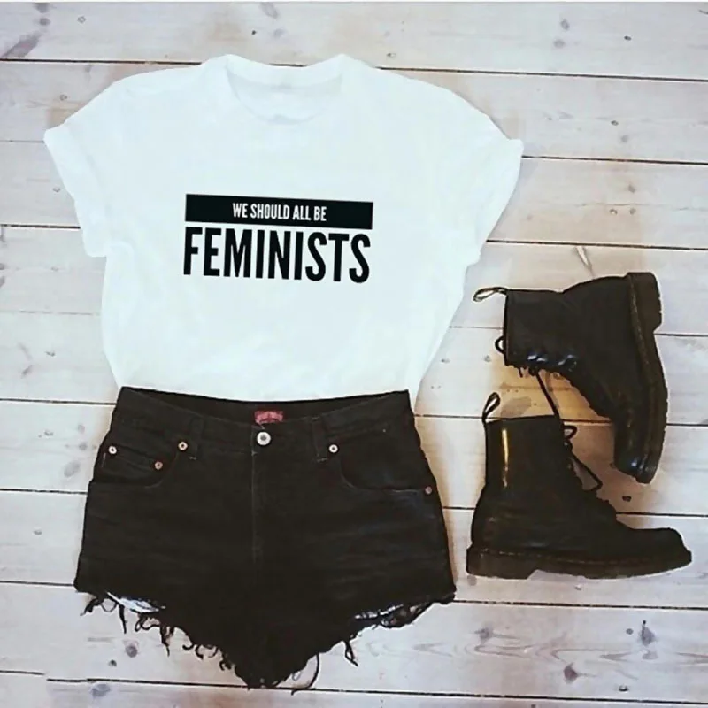 

We Should All Be Feminists Women Tshirt 2018 Short New Lettering Fashion Casual Tops tees sexy O-Neck T-Shirt