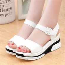 2016 Platform Sandals Women Summer Shoes Soft Leather Casual Shoes Open Toe Gladiator wedges Trifle Mujer Women Shoes Flats X6