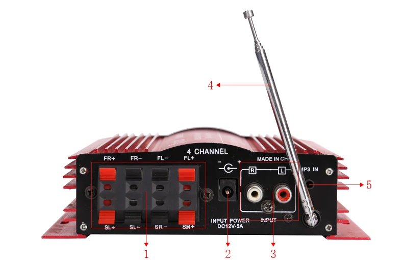 Kinter MA-200 аудио усилитель 4 канала hifi стерео звук DC12V Автомобильные усилители с FM радио, sd, usb вход DC 12 В адаптер питания