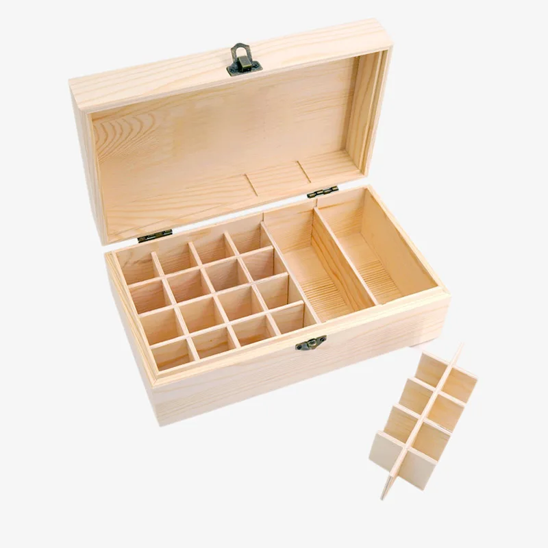 

Wood Storage Box 25 Slots Essential Oil Bottle Lattice Functional Buckle Organizer Wooden Storage Boxes Holds Container Holder