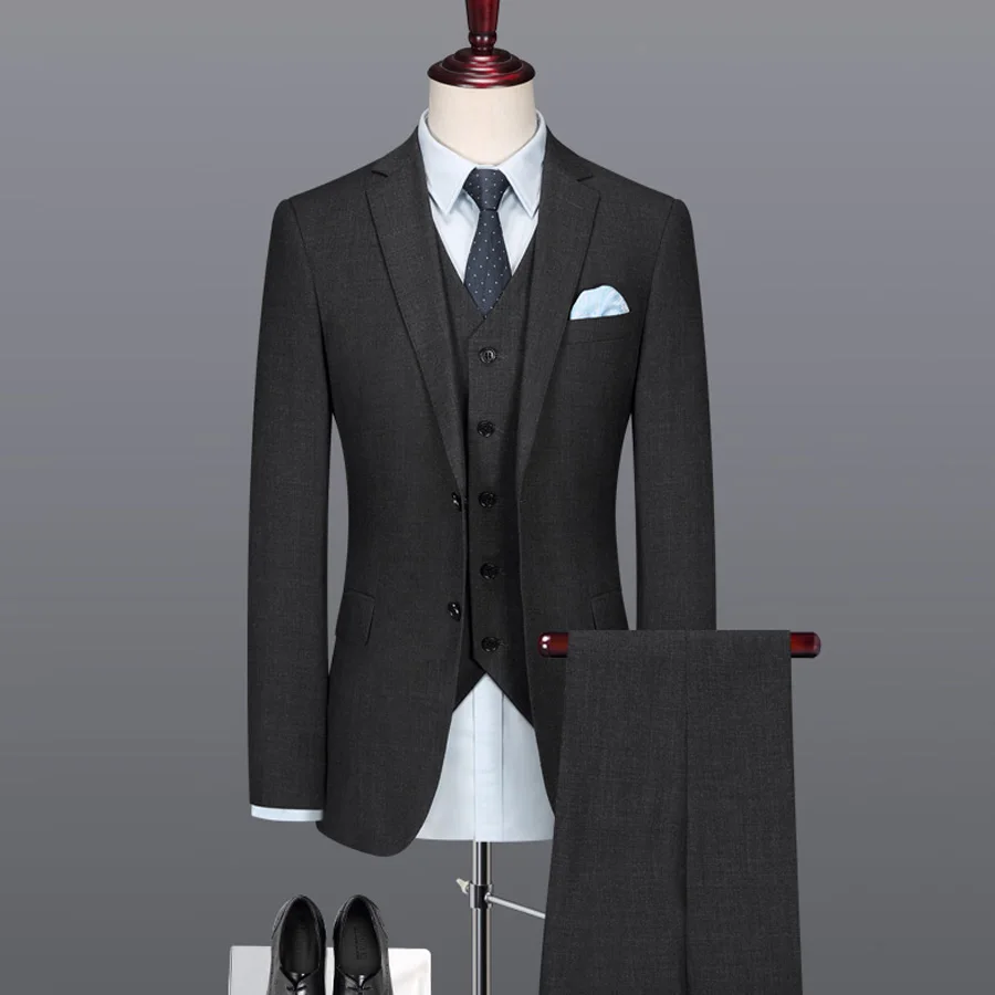 Gentlemen Business Suit Groom Wedding Suits Prom Party Suits 3Pcs (Jacket+Vest+Pants ) Slim Fit for Men Suit Terno Masculino New Gentlemen Business Suit Groom Wedding Suits Prom Party Suits 3Pcs (Jacket+Vest+Pants ) Slim Fit for Men Suit Terno Masculino New