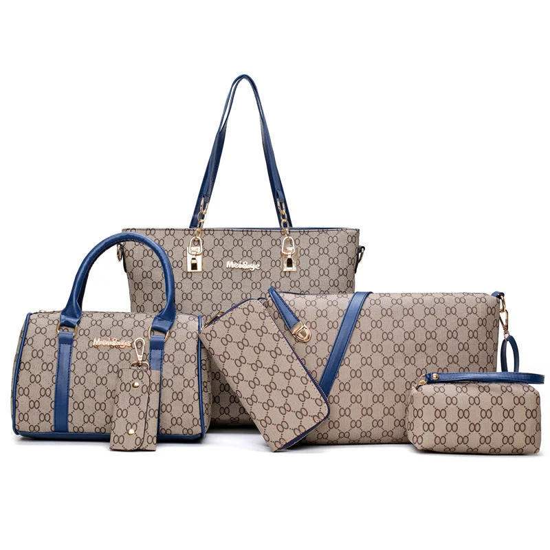 WxfbBaby 6 шт. Женская композитная сумка модные сумки через плечо+ напульсники+ сумки+ Сумочка+ чехол для ключей для женщин Роскошная брендовая сумка
