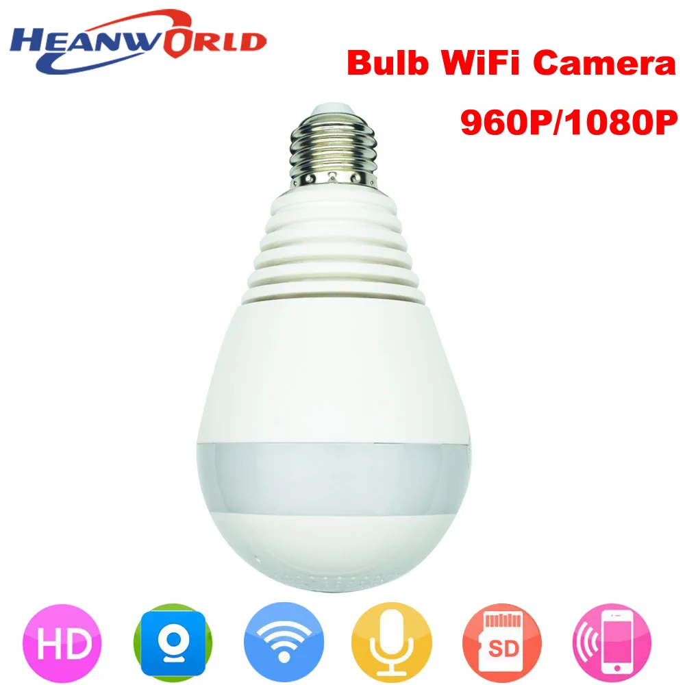 Умная камера Heanworld bulb 360 градусов full HD 960P/1080P двусторонняя аудиосвязь объектив