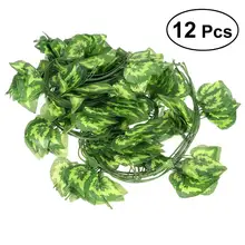 12 шт. 2,5 м искусственный сциндапсус Aureus лист лоза моделирование листва лозы Зеленые листья из ротанга поддельный венок садовый декор