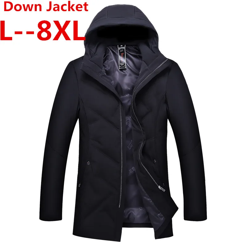 Плюс размер 8XL 6XL 5XL 4XL теплый толстый зимний пуховик Мужская брендовая одежда Высокое качество длинный мужской 90% белый пуховик - Цвет: 1