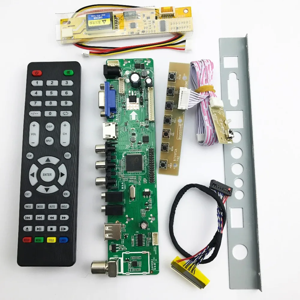 

TSUMV56RUUL-Z1 Universal LCD TV Controller Driver Board PC/VGA/HDMI/USB Interface 1 lamp inverter +30pin 1ch-6bit lvds cable