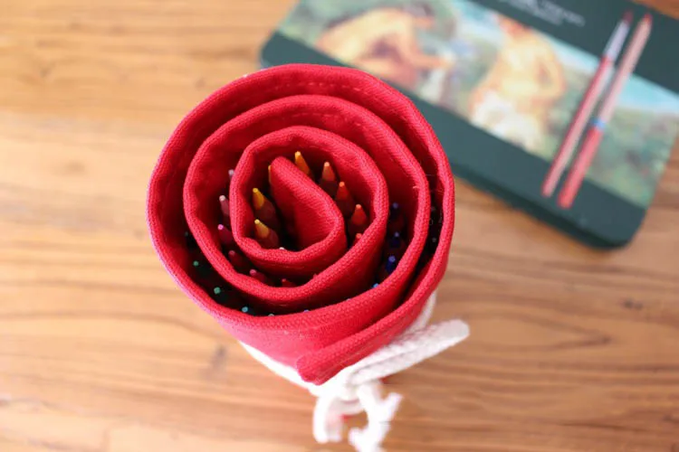 Emoshire Cloth light curtain cotton canvas handmade cloth pencil pencil bag large capacity pen secret garden (4)