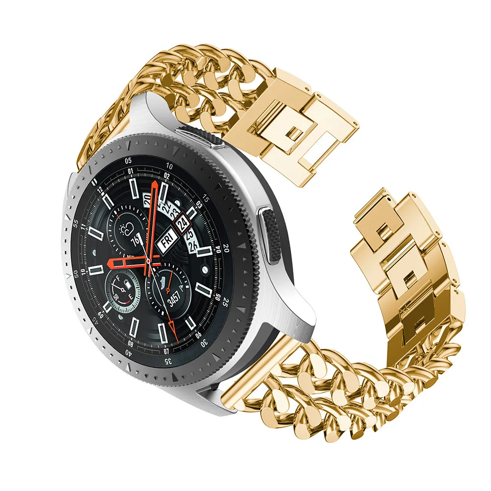 Цепочка на ремешке из джинсовой ткани сменный ремешок из нержавеющей стали для samsung Galaxy Watch 46 мм Смарт-часы металлический браслет ремешок 22 мм